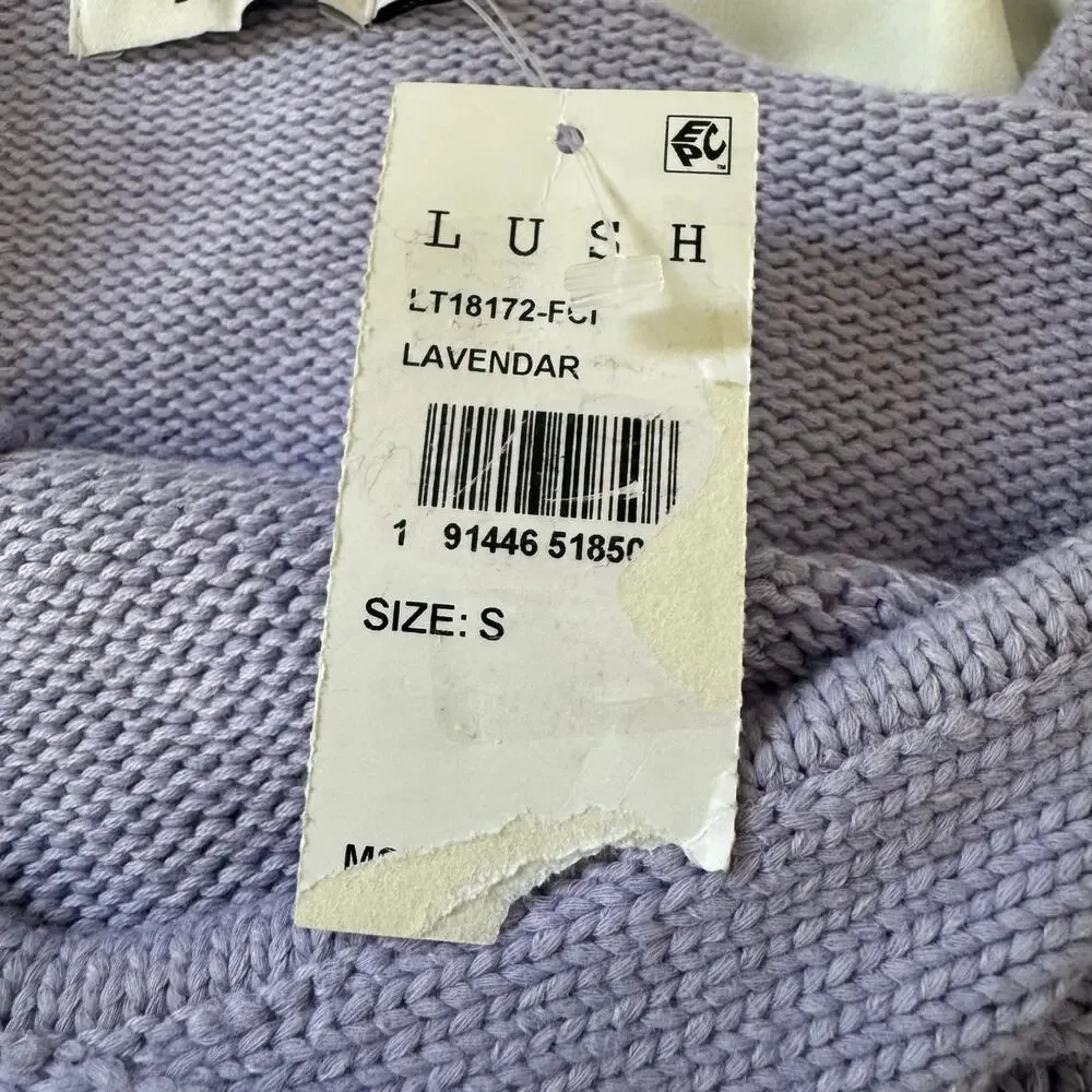 LUSH KNIT SWEATER‎ CROPPED SLEEVELESS TANK IN LAVENDER NWT WOMEN'S SIZE SMALL - Picture 6 of 8
